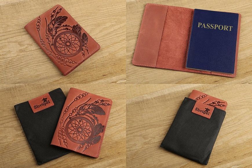 Эксклюзивная обложка для паспорта из винтажной кожи SHVIGEL 13792 Красная 13792 фото