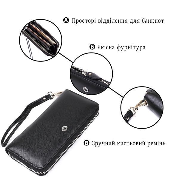 Шкіряний жіночий клатч на блискавки ST Leather 18933 Чорний 18933 фото