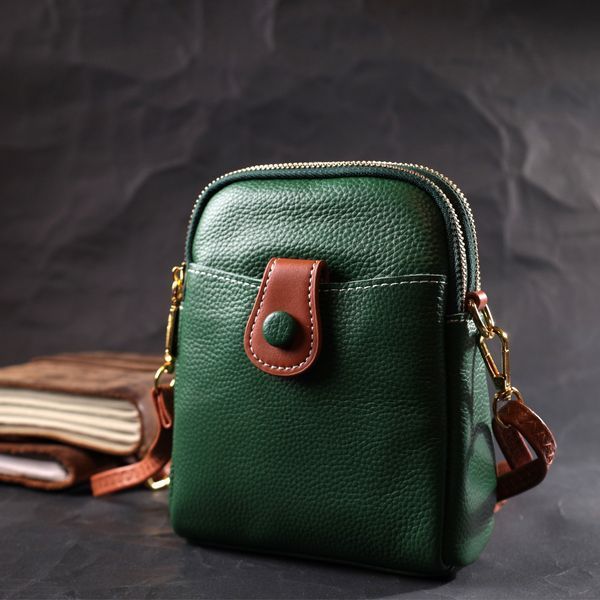 Невелика сумка трапеція для жінок з натуральної шкіри Vintage 22268 Зелена 22268 фото