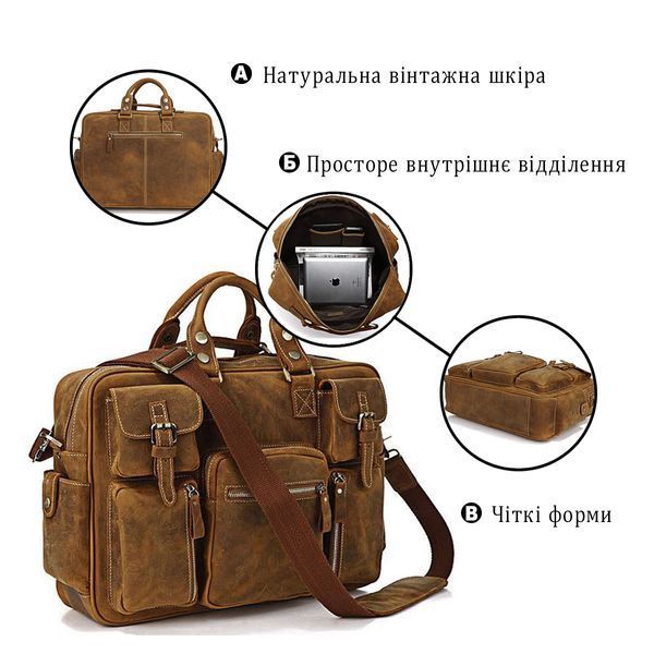 Сумка чоловіча Vintage 14051 в вінтажному стилі Коричнева 14051 фото