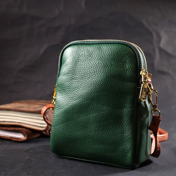Невелика сумка трапеція для жінок з натуральної шкіри Vintage 22268 Зелена 22268 фото