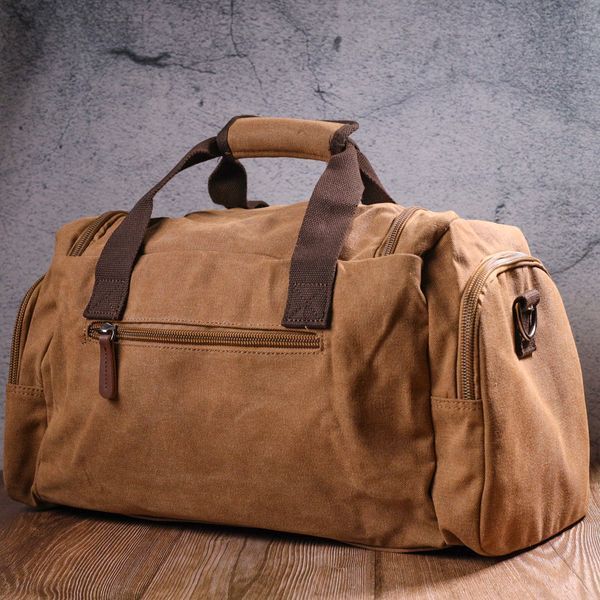 Удобная дорожная сумка из плотного текстиля 21239 Vintage Коричневая 21239 фото