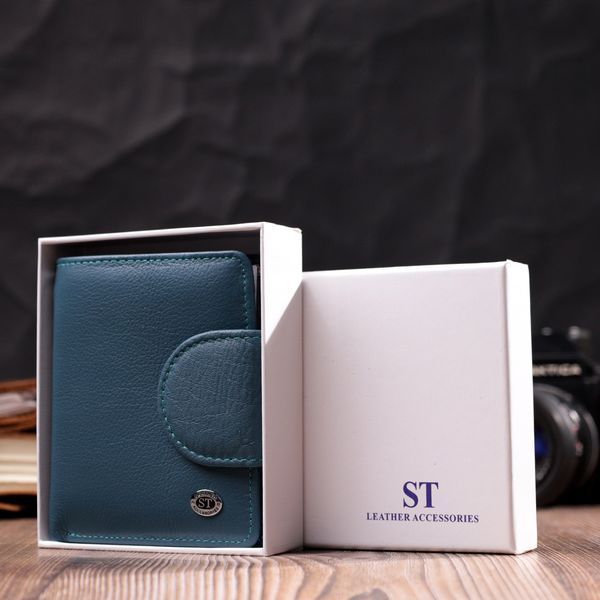 Красивое кожаное портмоне с монетницей снаружи для стильных женщин ST Leather 19457 Бирюзовый 19457 фото