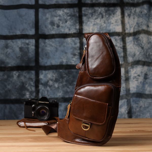 Чоловіча сумка через плече з гладкої натуральної шкіри Vintage 22965 Коричневий 22965 фото
