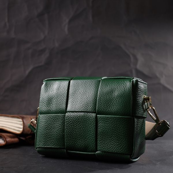 Компактная вечерняя сумка для женщин с переплетами из натуральной кожи Vintage 22312 Зеленая 22312 фото