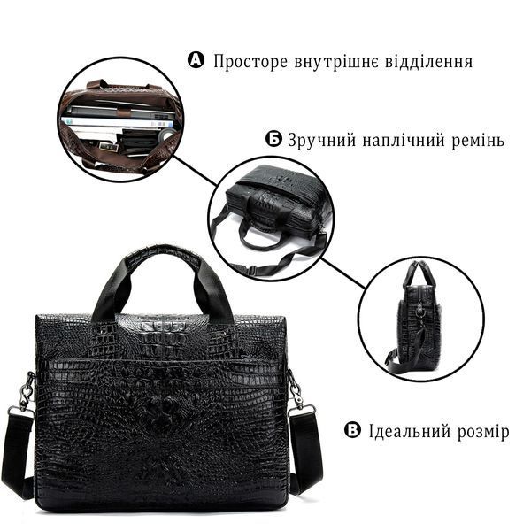 Сумка для ноутбука з тисненням під рептилію Vintage 14718 Чорна 14718 фото