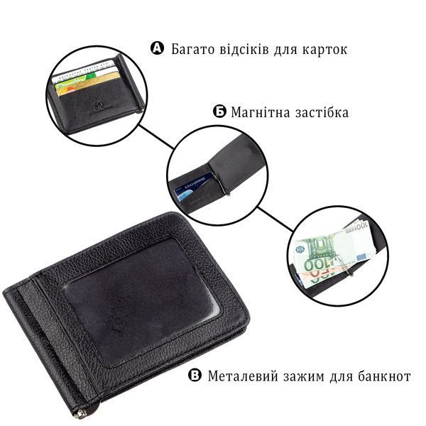 Шкіряний чоловічий Затискач на магніті ST Leather 18937 Чорний 18937 фото