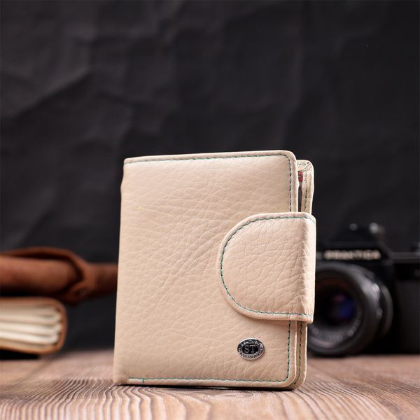 Оригінальне шкіряне портмоне з монетницею зовні для жінок ST Leather 19455 Білий 19455 фото