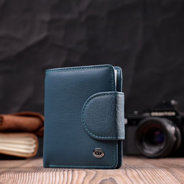 Красивое кожаное портмоне с монетницей снаружи для стильных женщин ST Leather 19457 Бирюзовый 19457 фото