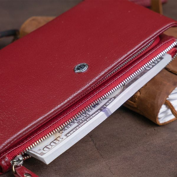 Гаманець-клатч зі шкіри з кишенею для мобільного ST Leather 19311 Бордовий 19311 фото