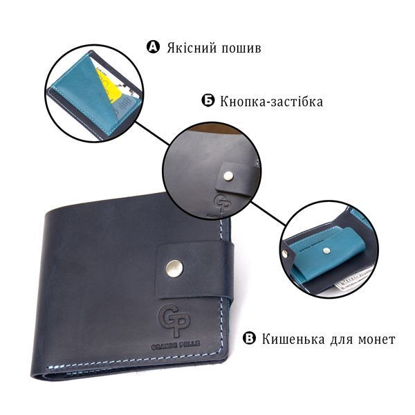 Чоловіче портмоне з натуральної шкіри GRANDE PELLE 11461 Темно-синій 11461 фото