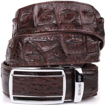 Ремень-автомат CROCODILE LEATHER 18235 из натуральной кожи крокодила (каймана) Коричневый 18235 фото