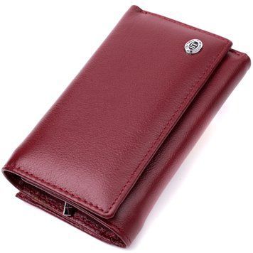 Симпатичний жіночий гаманець у три складання з натуральної шкіри ST Leather 19470 Бордовий 19470 фото