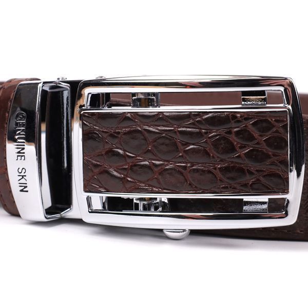 Ремінь-автомат CROCODILE LEATHER 18235 з натуральної шкіри крокодила (каймана) Коричневий 18235 фото