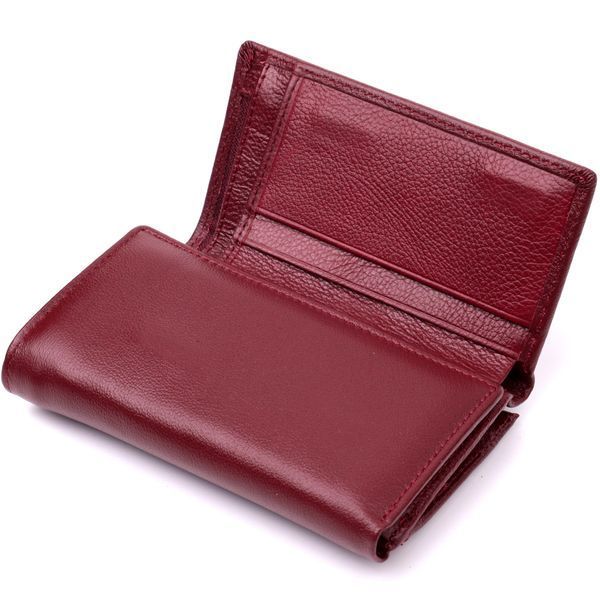 Симпатичный женский кошелек в три сложения из натуральной кожи ST Leather 19470 Бордовый 19470 фото