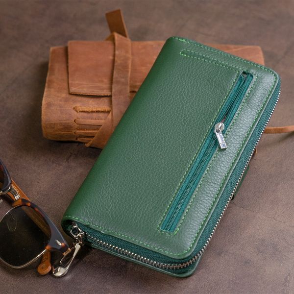 Вертикальный вместительный кошелек из кожи унисекс ST Leather 19304 Зеленый 19304 фото