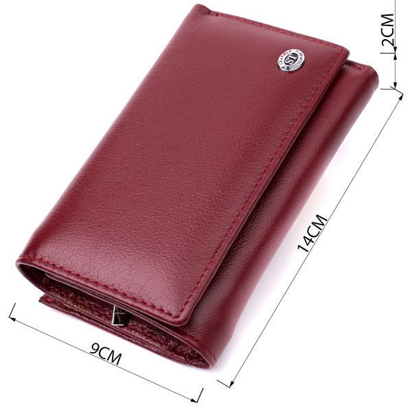 Симпатичный женский кошелек в три сложения из натуральной кожи ST Leather 19470 Бордовый 19470 фото