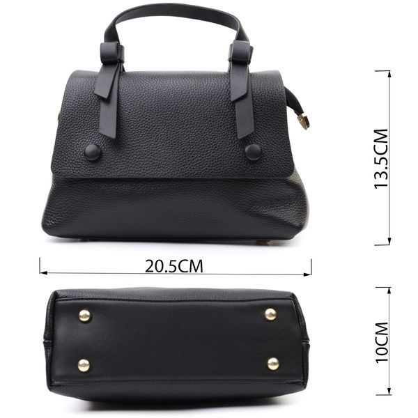 Люксова сумка для жінок з короткою ручкою з натуральної шкіри Vintage 22670 Чорна 22670 фото