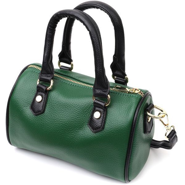 Кожаная сумка бочонок с темными акцентами Vintage 22351 Зеленая 22351 фото
