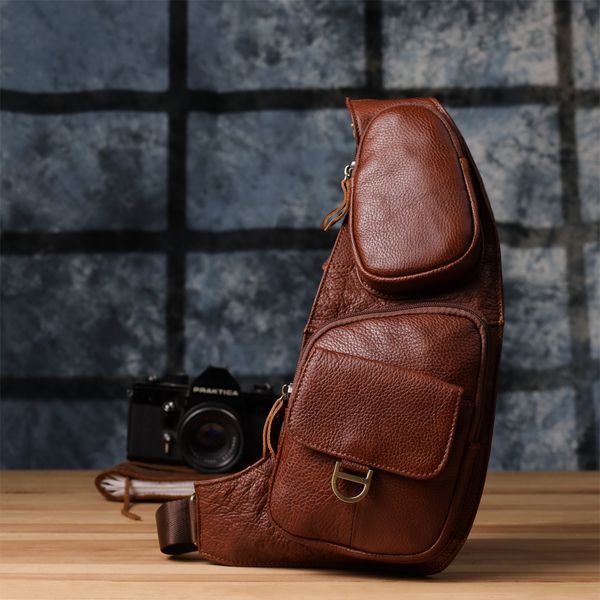 Мужская сумка через плечо из зернистой натуральной кожи Vintage 22966 Коричневый 22966 фото