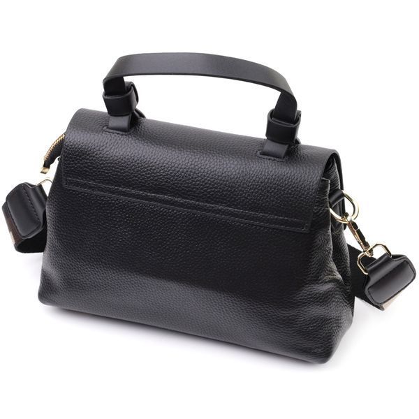 Люксова сумка для жінок з короткою ручкою з натуральної шкіри Vintage 22670 Чорна 22670 фото