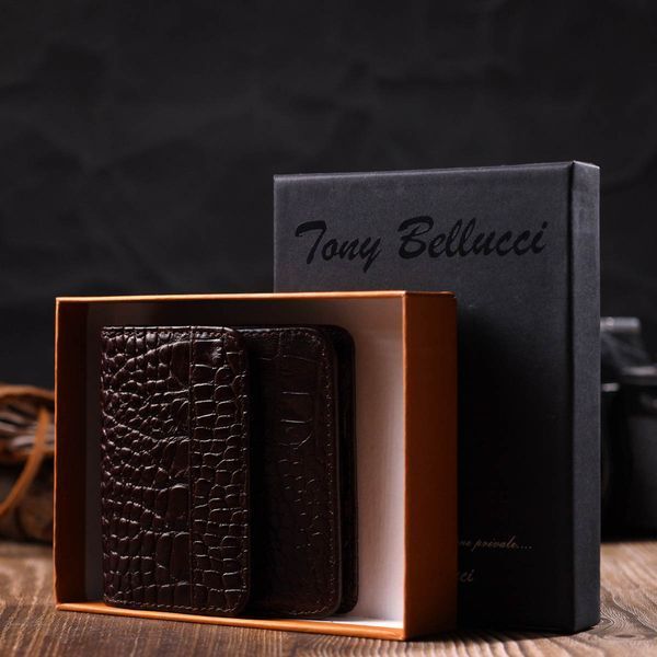Портмоне из натуральной кожи с тиснением под крокодила Tony Bellucci 22022 Коричневый 22022 фото
