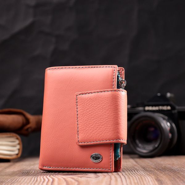 Гаманець з натуральної шкіри для жінок з цікавою монетницею ST Leather 19447 Помаранчевий 19447 фото