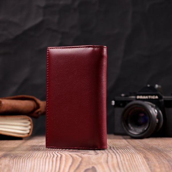 Симпатичный женский кошелек в три сложения из натуральной кожи ST Leather 19470 Бордовый 19470 фото