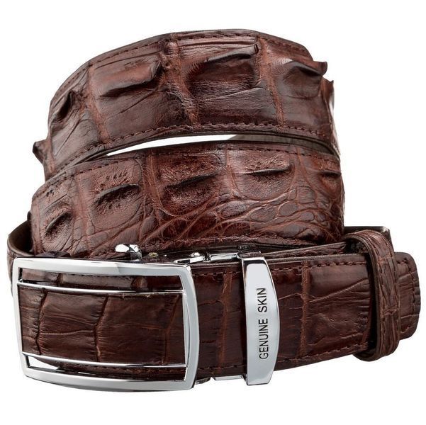 Ремінь-автомат CROCODILE LEATHER 18235 з натуральної шкіри крокодила (каймана) Коричневий 18235 фото