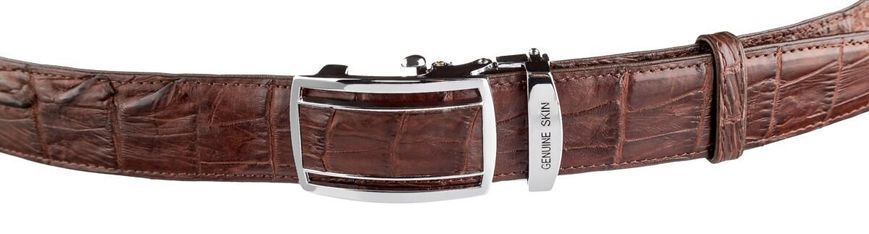 Ремінь-автомат CROCODILE LEATHER 18235 з натуральної шкіри крокодила (каймана) Коричневий 18235 фото