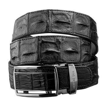Ремень-автомат CROCODILE LEATHER 18236 из натуральной кожи крокодила (каймана) Черный 18236 фото