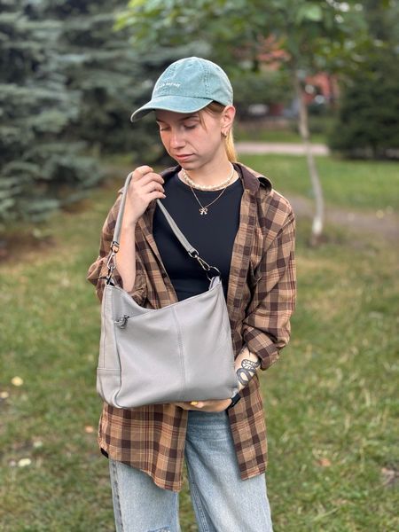 Жіноча сумка з двома ремінцями із натуральної шкіри Vintage 23054 Сірий 23054 фото