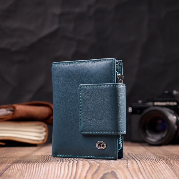 Жіноче портмоне з оригінальною монетницею з натуральної шкіри ST Leather 19450 Бірюзовий 19450 фото