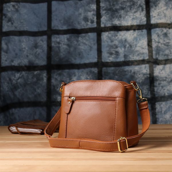 Жіноча сумка на три відділення з натуральної шкіри Vintage 22975 Рудий 22975 фото