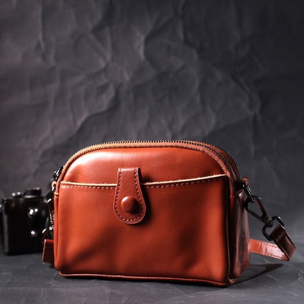 Глянцевая женская сумка на каждый день из натуральной кожи Vintage 22419 Коричневый 22419 фото