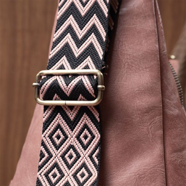 Жіноча сумка з акцентом на текстильну лямку з гладкої екошкіри Vintage 22772 Рожевий 22772 фото