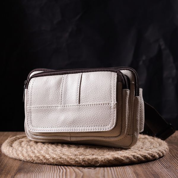 Сумка на пояс из натуральной кожи Vintage 21305 Белая 21305 фото