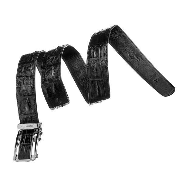 Ремінь-автомат CROCODILE LEATHER 18236 з натуральної шкіри крокодила (каймана) Чорний 18236 фото
