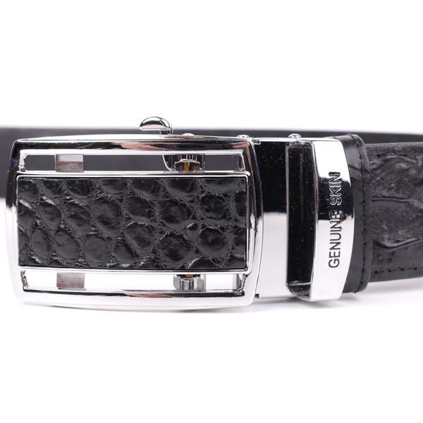 Ремінь-автомат CROCODILE LEATHER 18236 з натуральної шкіри крокодила (каймана) Чорний 18236 фото