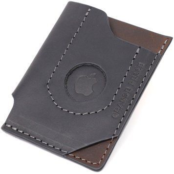 Интересный картхолдер с держателем для Apple AirTag из натуральной кожи GRANDE PELLE 11608 Черный 11608 фото