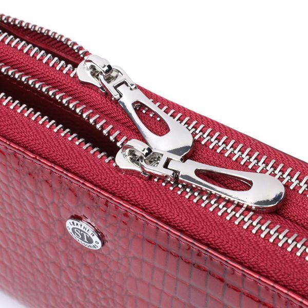 Фактурний клатч на два відділення з лакованої натуральної шкіри ST Leather 22692 Червоний 22692 фото