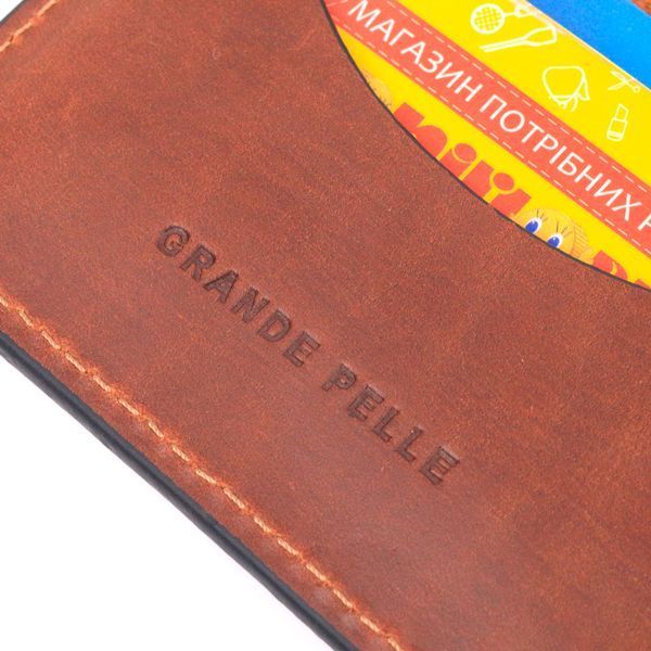 Практична обкладинка на автодокументи у вінтажній шкірі Україна GRANDE PELLE 16706 Світло-коричнева 16706 фото