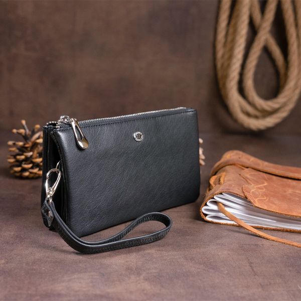 Місткий клатч на два відділення жіночий ST Leather 19246 Чорний 19246 фото