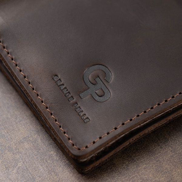 Шкіряне чоловіче матове портмоне GRANDE PELLE 11515 Коричневий 11515 фото
