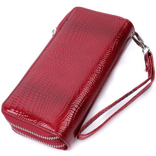 Фактурний клатч на два відділення з лакованої натуральної шкіри ST Leather 22692 Червоний 22692 фото
