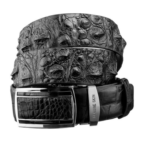 Ремень-автомат CROCODILE LEATHER 18239 из натуральной кожи крокодила Черный 18239 фото