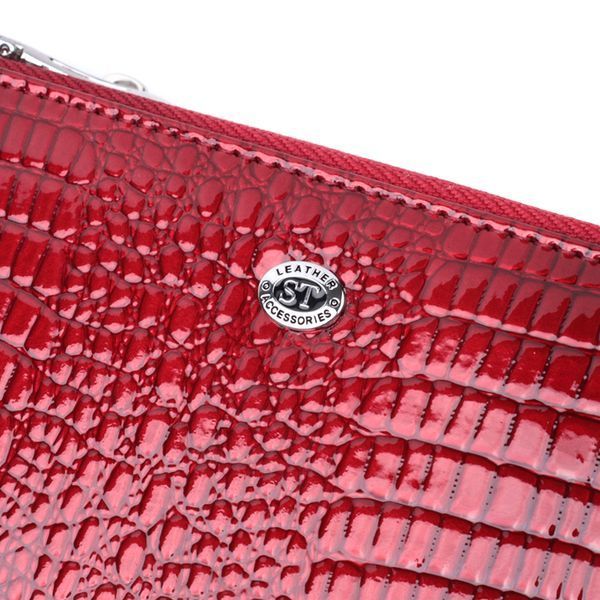 Фактурний клатч на два відділення з лакованої натуральної шкіри ST Leather 22692 Червоний 22692 фото