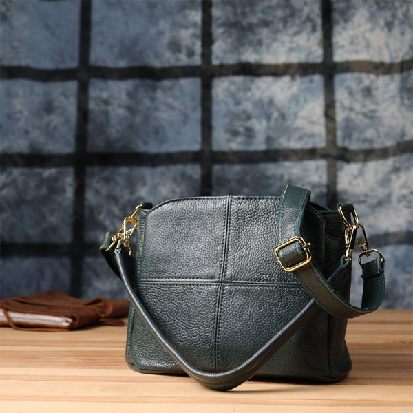 Шкіряна сумка для жінок з трьома відділеннями Vintage 22977 Зелений 22977 фото