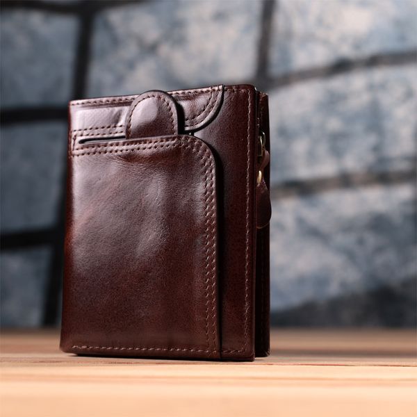 Вертикальний чоловічий гаманець із натуральної шкіри Vintage sale_15096 Коричневий sale_15096 фото