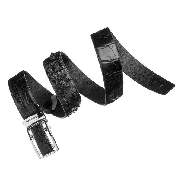 Ремень-автомат CROCODILE LEATHER 18239 из натуральной кожи крокодила Черный 18239 фото